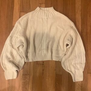Made With Love Blue Blush Cream Crop Knit Sweater Women’s Small